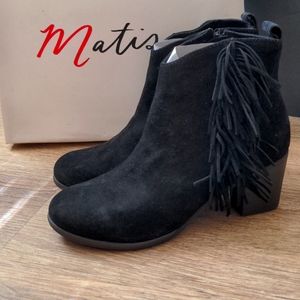 NWOT Matisse Cloey Black Suede Fringe Ankle Boots Women's size 7